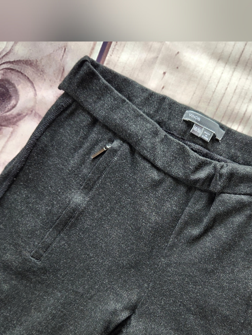 Vince Stretch Dress Pant Trouser Heather Grey Black | Women's Size M - Picture 4 of 10